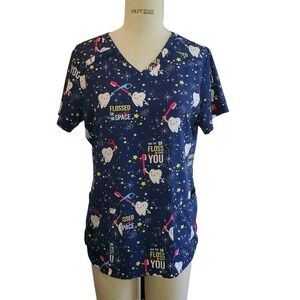 Dickies Dental Flossed In Space Scrub Top Size‎ M